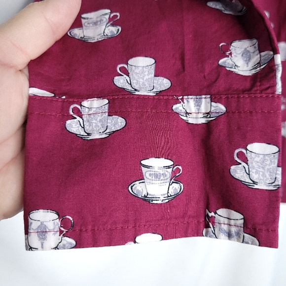 TALBOTS Women's Teacup/Saucer Print Button Down Shirt SMALL - Picture 5 of 13